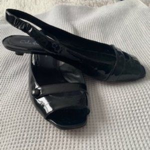 Cole Haan Patent Sling back open toe flats